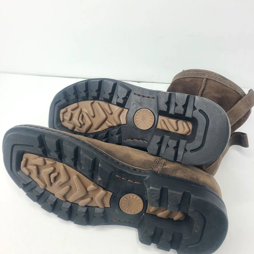 UGG Hartsville Leather Shearling Boots Mens 7 Brown Suede Winter Outdoors Warm